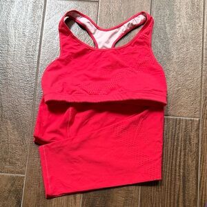 Old Navy Bright Red Leggings and Sports Bra Set